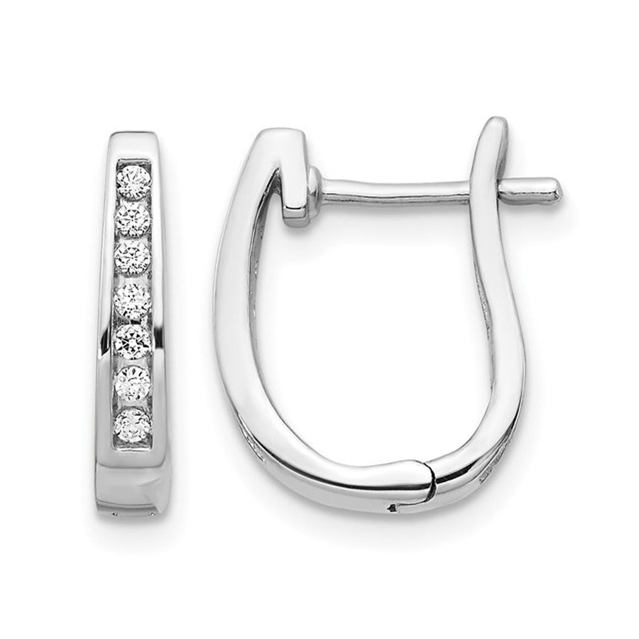 1/8 Carat (ctw) Diamond Hoop Earrings in 14K White Gold Image 1