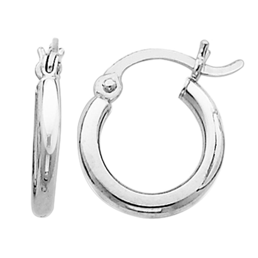 14K White Gold Small Hoop Earrings 1/2 Inch (2.00 mm) Image 1