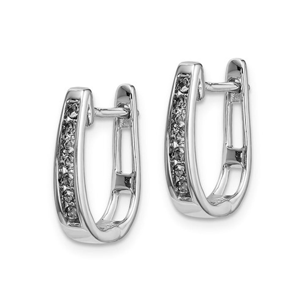 1/8 Carat (ctw) Diamond Hoop Earrings in 14K White Gold Image 4