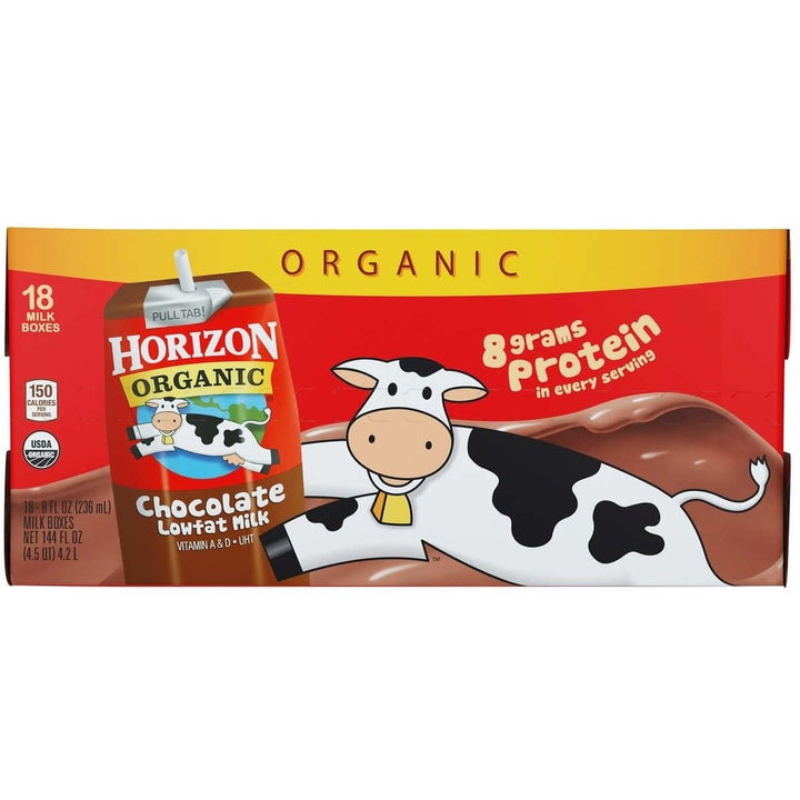 Horizon Organic Lowfat Milk, Chocolate, 8 Fluid Ounce (18 Count) Image 1