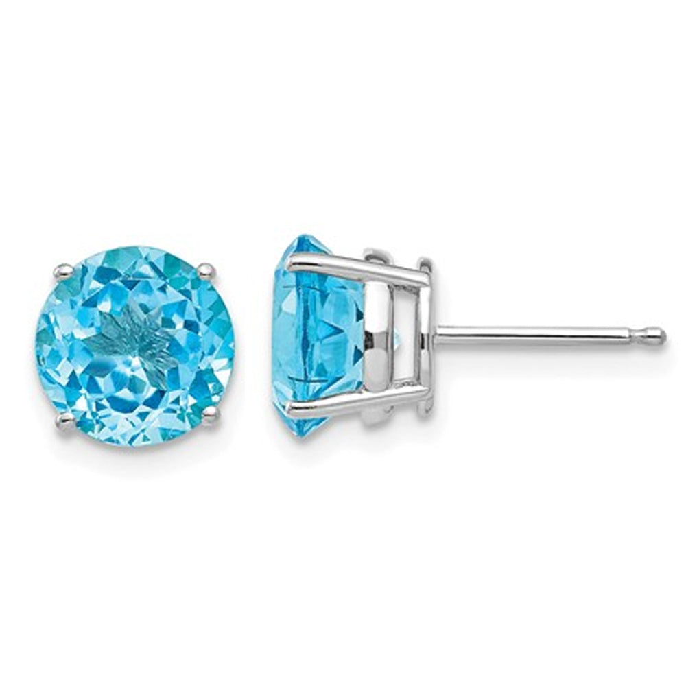 5.00 Carat (ctw) Blue Topaz Stud Earrings in 14K White Gold Image 1