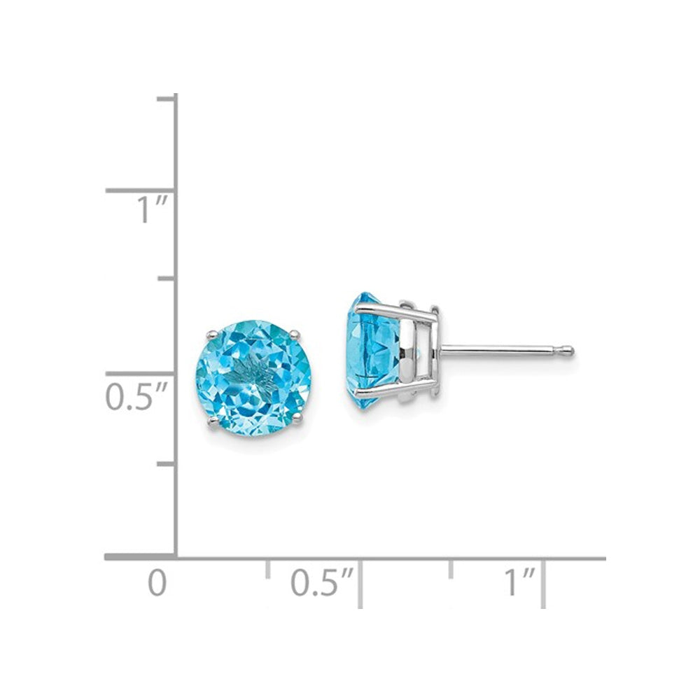 5.00 Carat (ctw) Blue Topaz Stud Earrings in 14K White Gold Image 2