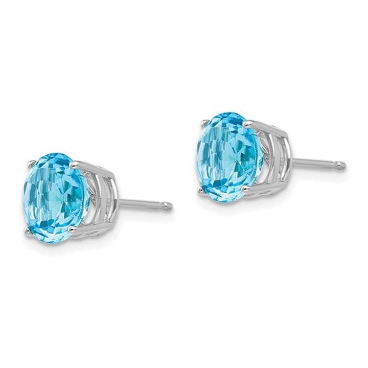 5.00 Carat (ctw) Blue Topaz Stud Earrings in 14K White Gold Image 3