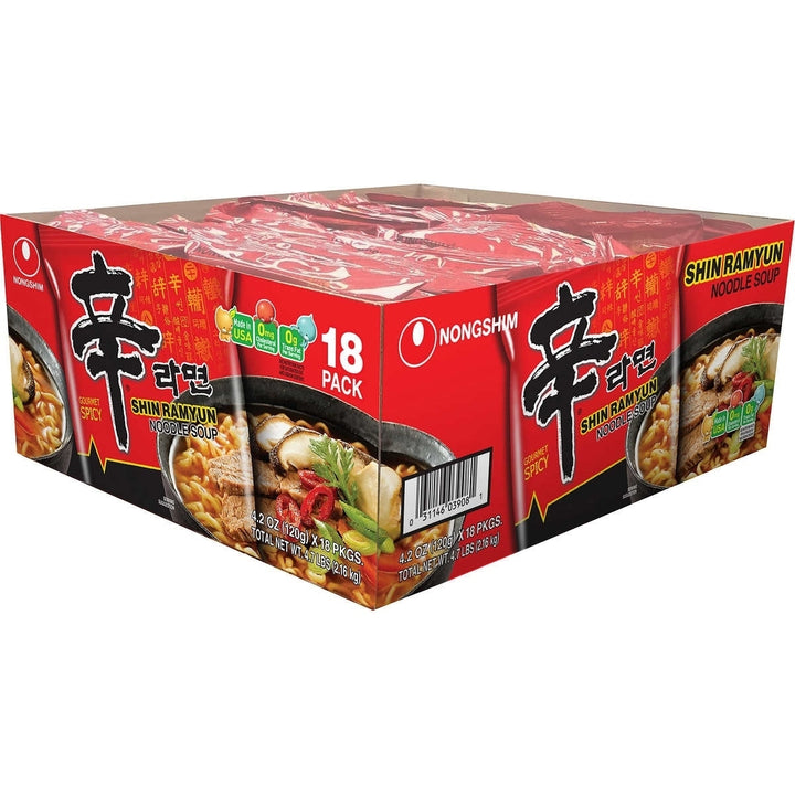 Nongshim Shin Ramyun Noodle Soup 4.2 Ounce (18 Count) Image 1