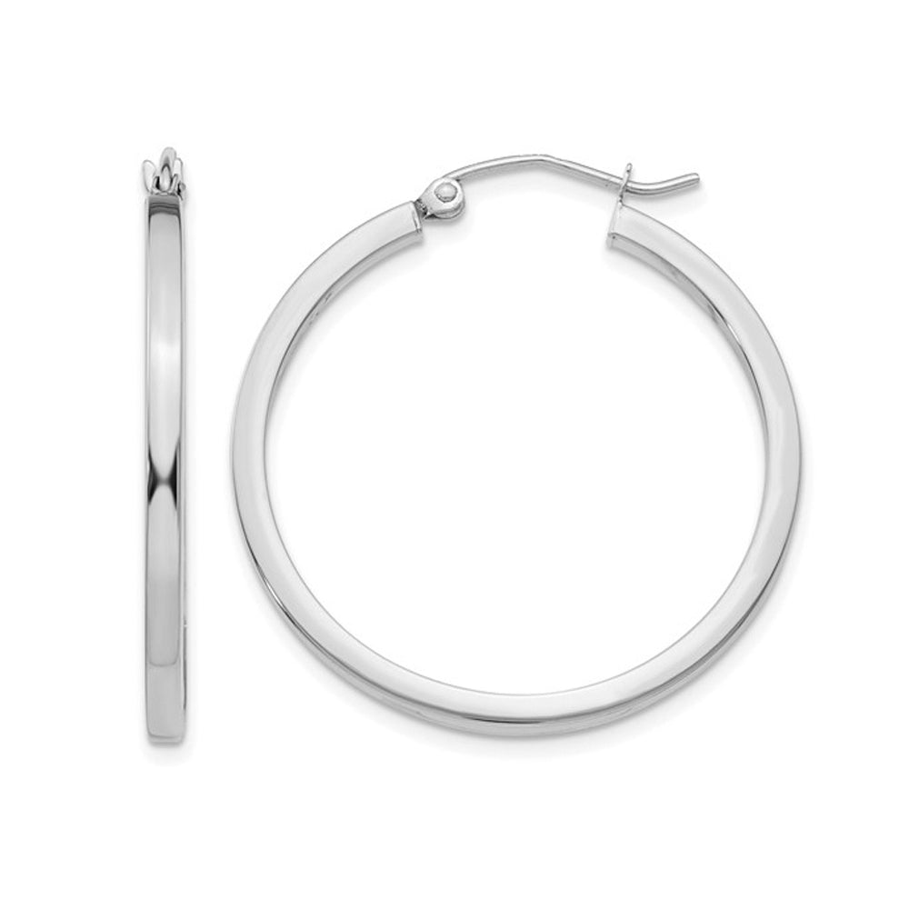 Medium Hoop Earrings in 14K White Gold 1 Inch (2.00 mm) Image 1