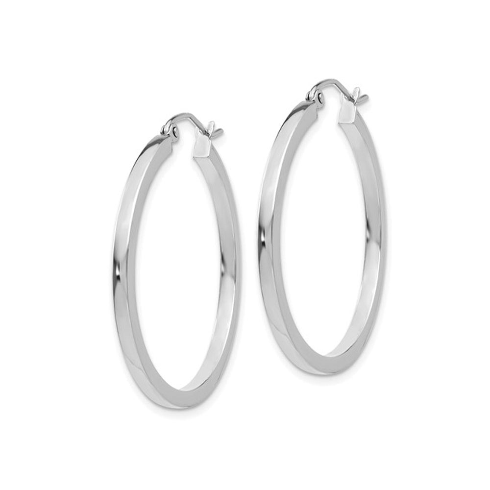 Medium Hoop Earrings in 14K White Gold 1 Inch (2.00 mm) Image 2