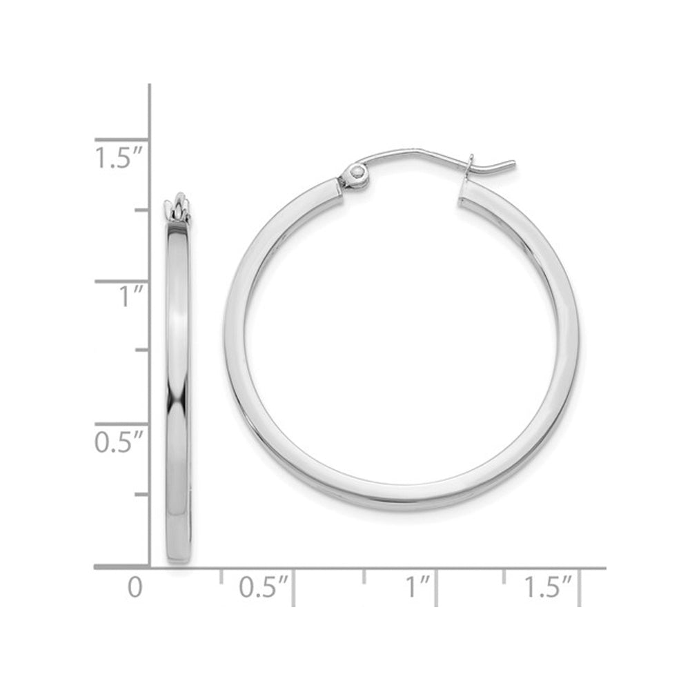 Medium Hoop Earrings in 14K White Gold 1 Inch (2.00 mm) Image 4