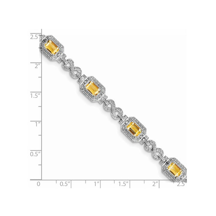 Natural Emerald-Cut Citrine Infinity Bracelet 4.30 Carat (ctw) in Rhodium Plated Sterling Silver Image 4