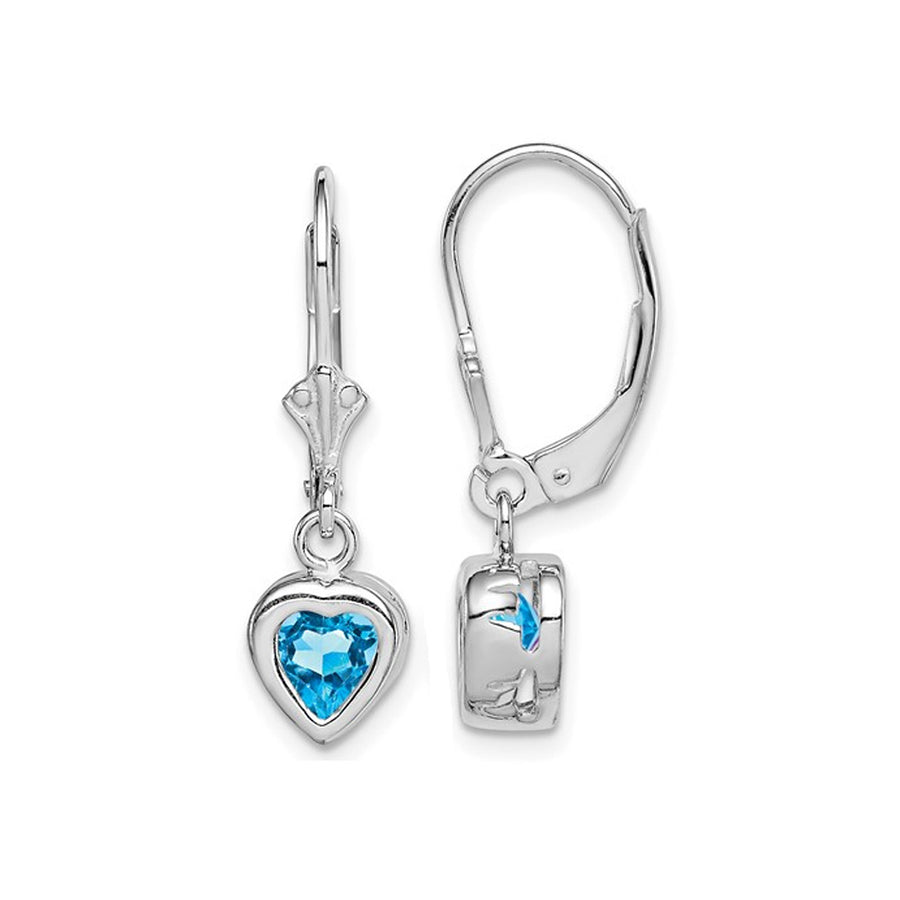 Blue Topaz Drop Heart Earrings 2.00 Carat (ctw) in Sterling Silver Image 1