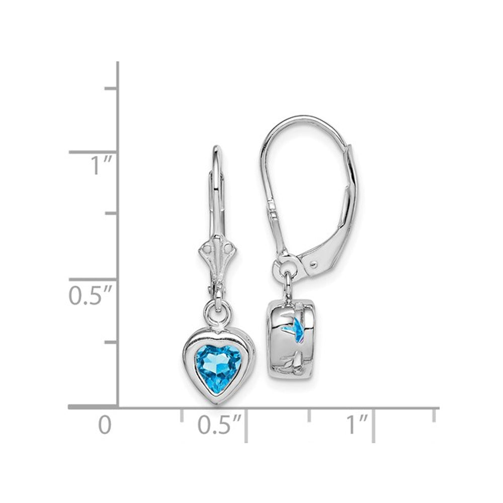 Blue Topaz Drop Heart Earrings 2.00 Carat (ctw) in Sterling Silver Image 3