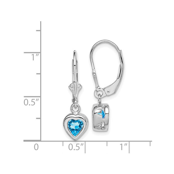 Blue Topaz Drop Heart Earrings 2.00 Carat (ctw) in Sterling Silver Image 3