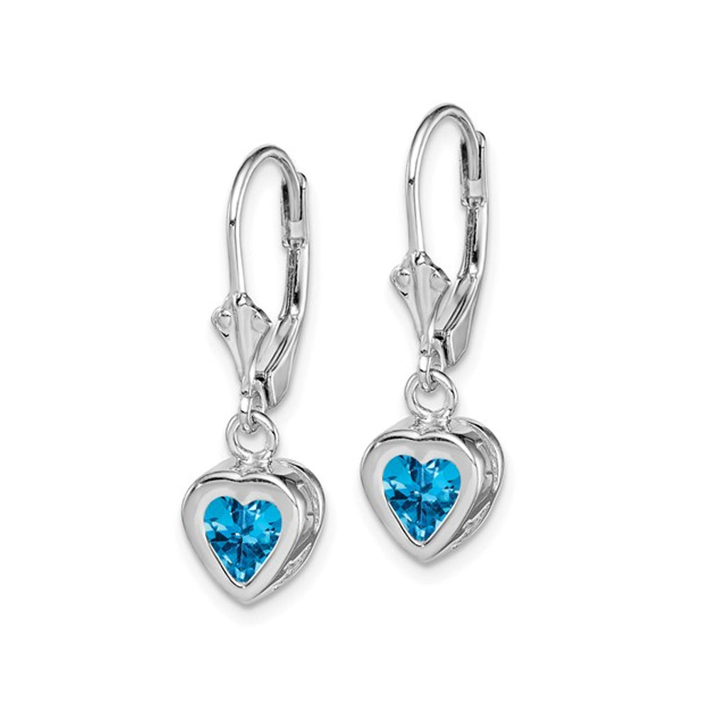 Blue Topaz Drop Heart Earrings 2.00 Carat (ctw) in Sterling Silver Image 4