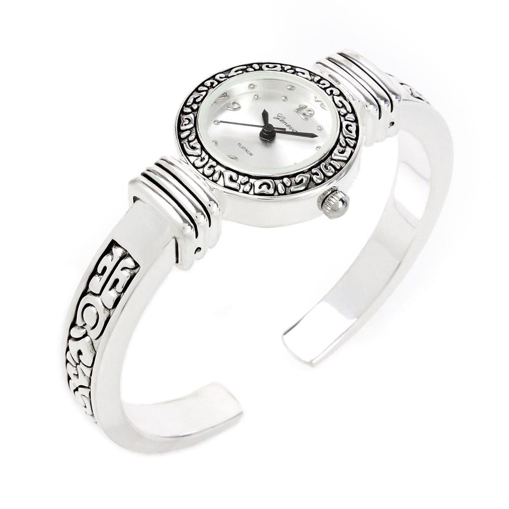 Silver Western Style Decorated Bangle Cuff Watch for Women Image 4
