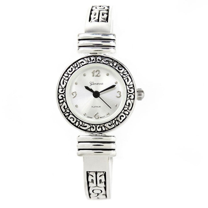 Silver Western Style Decorated Bangle Cuff Watch for Women Image 4