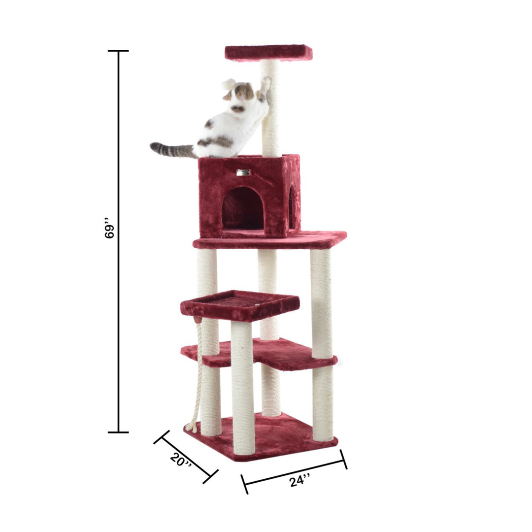 Armarkat Real Wood Classic Cat Tree Model A6902B Classic Model A6902 Burgundy Image 3