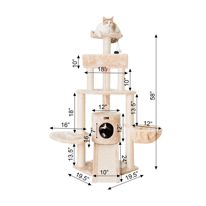 Armarkat Cat Tree Model A5806 Beige Multi Level Wood Furniture 58 Inches Image 3