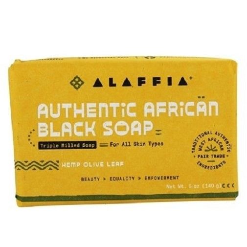 Alaffia Authentic African Black Bar Soap Triple Milled Hemp Olive Leaf Image 1