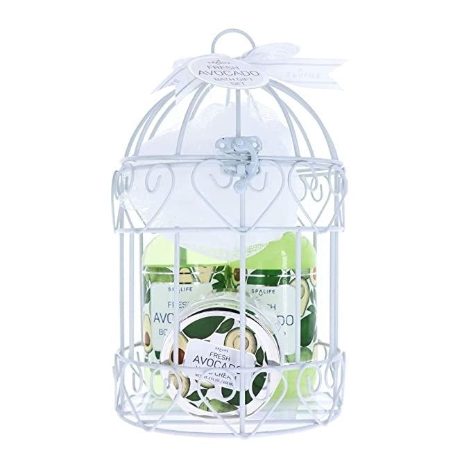 Spa Life Avocado Shower Bird Cage 4 piece Gift Set Image 1