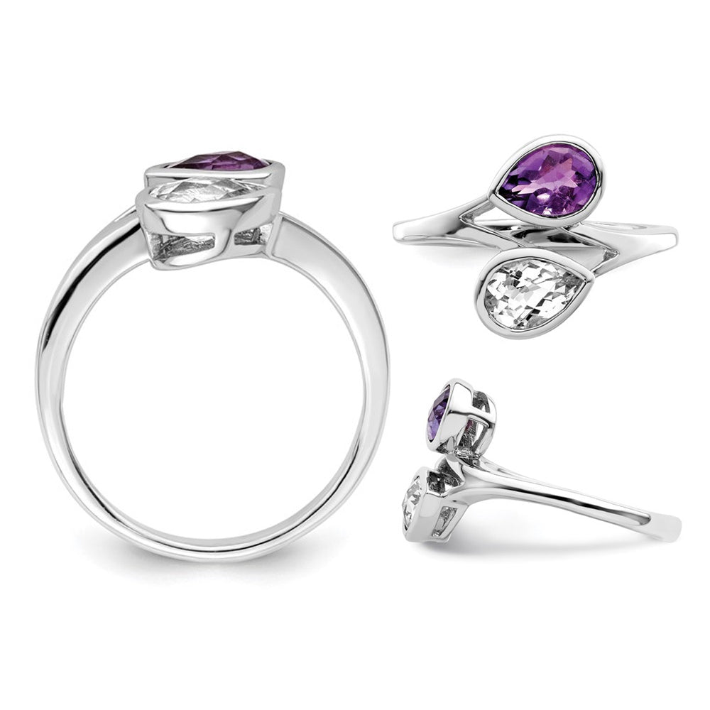1.50 Carat (ctw) Amethyst and White Topaz Ring in Sterling Silver Image 3