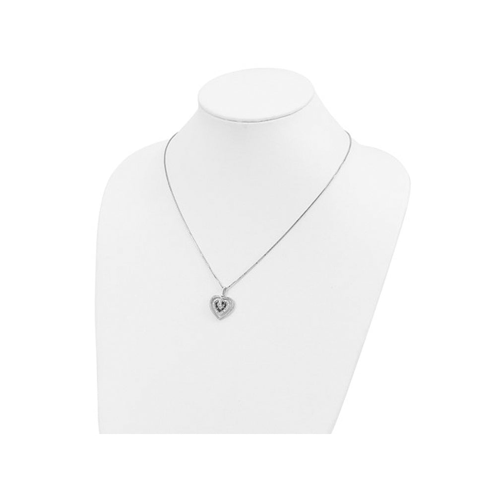 1/4 Carat (ctw) Black and White Diamond Triple Heart Pendant Necklace in Sterling Silver with Chain Image 2