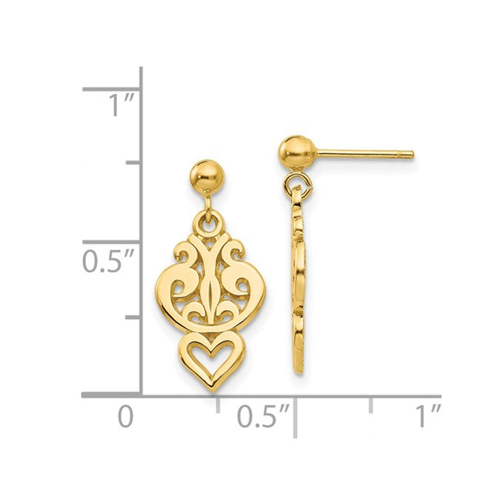 14K Yellow Gold Polished Fancy Dangle Earrings Image 3