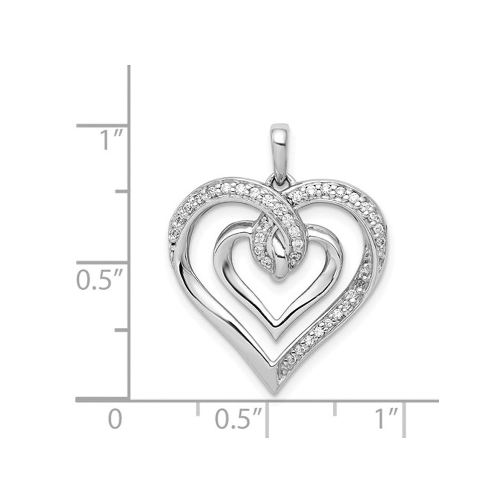 1/6 Carat (ctw) Diamond Heart Pendant Necklace in 14K White Gold with Chain Image 2