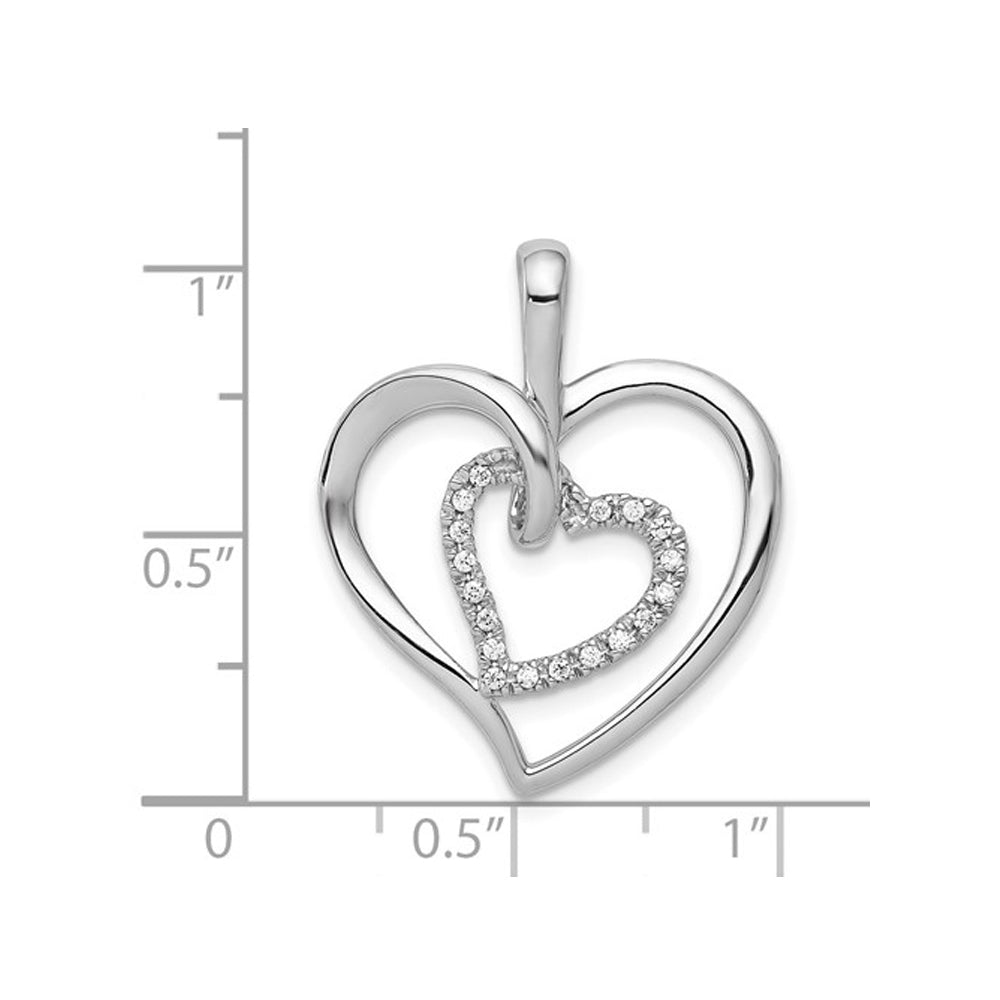 1/10 Carat (ctw) Diamond Double Heart Pendant Necklace in 14K White Gold with Chain Image 2