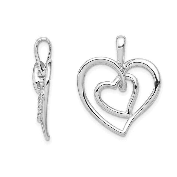 1/10 Carat (ctw) Diamond Double Heart Pendant Necklace in 14K White Gold with Chain Image 3
