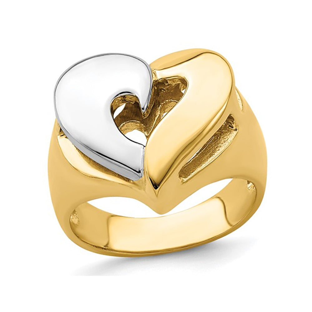 14K Yellow and White Gold Polished Heart Promise Ring Image 1