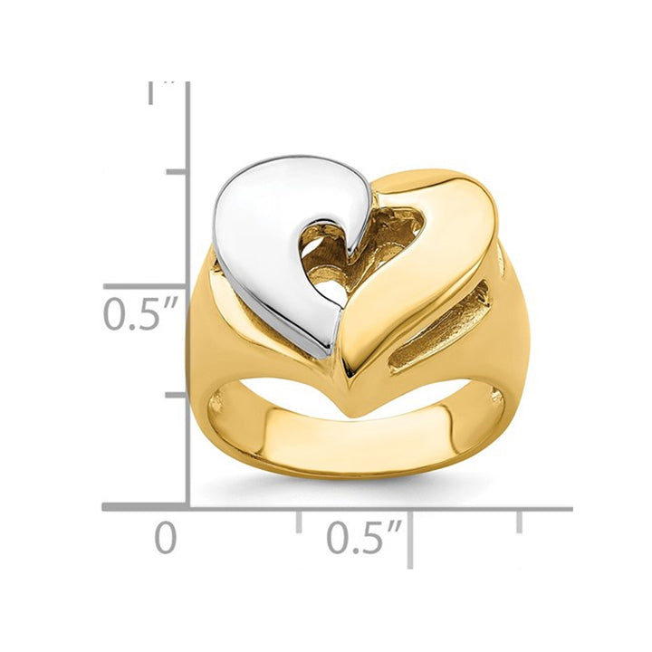 14K Yellow and White Gold Polished Heart Promise Ring Image 3