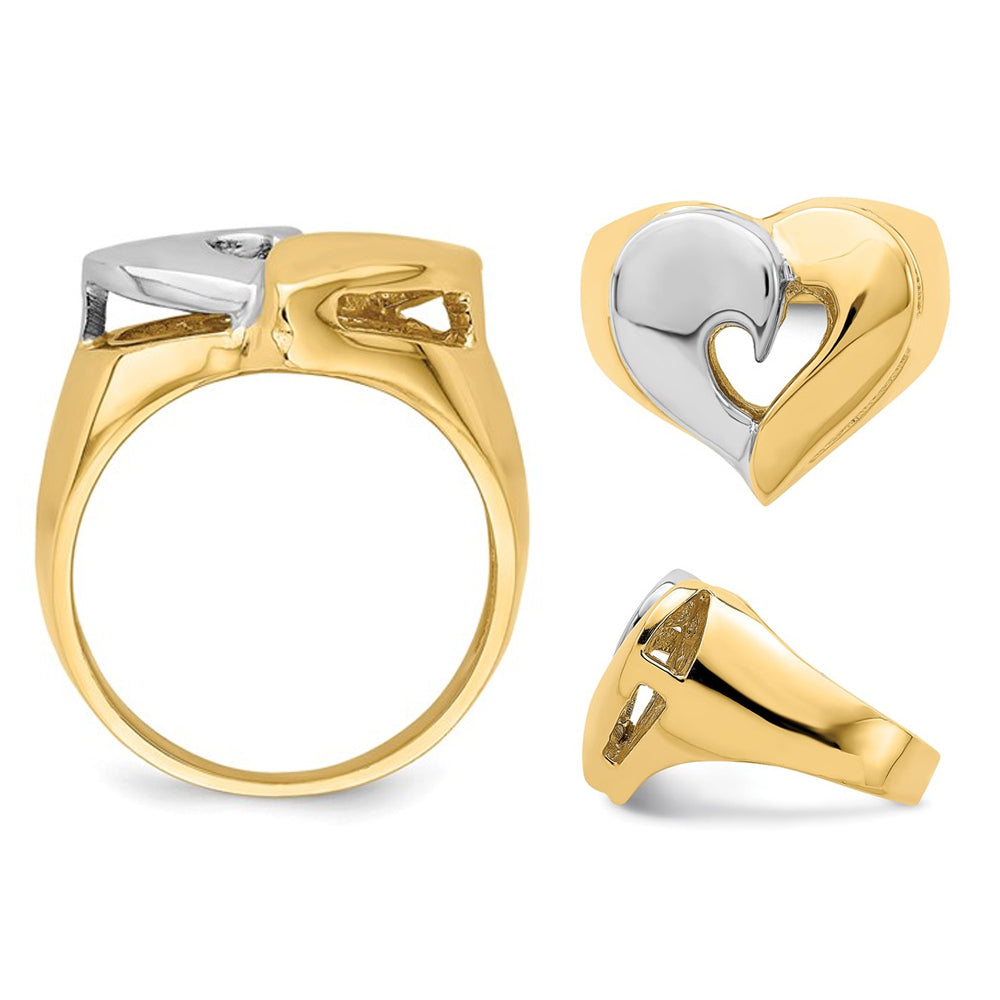 14K Yellow and White Gold Polished Heart Promise Ring Image 4