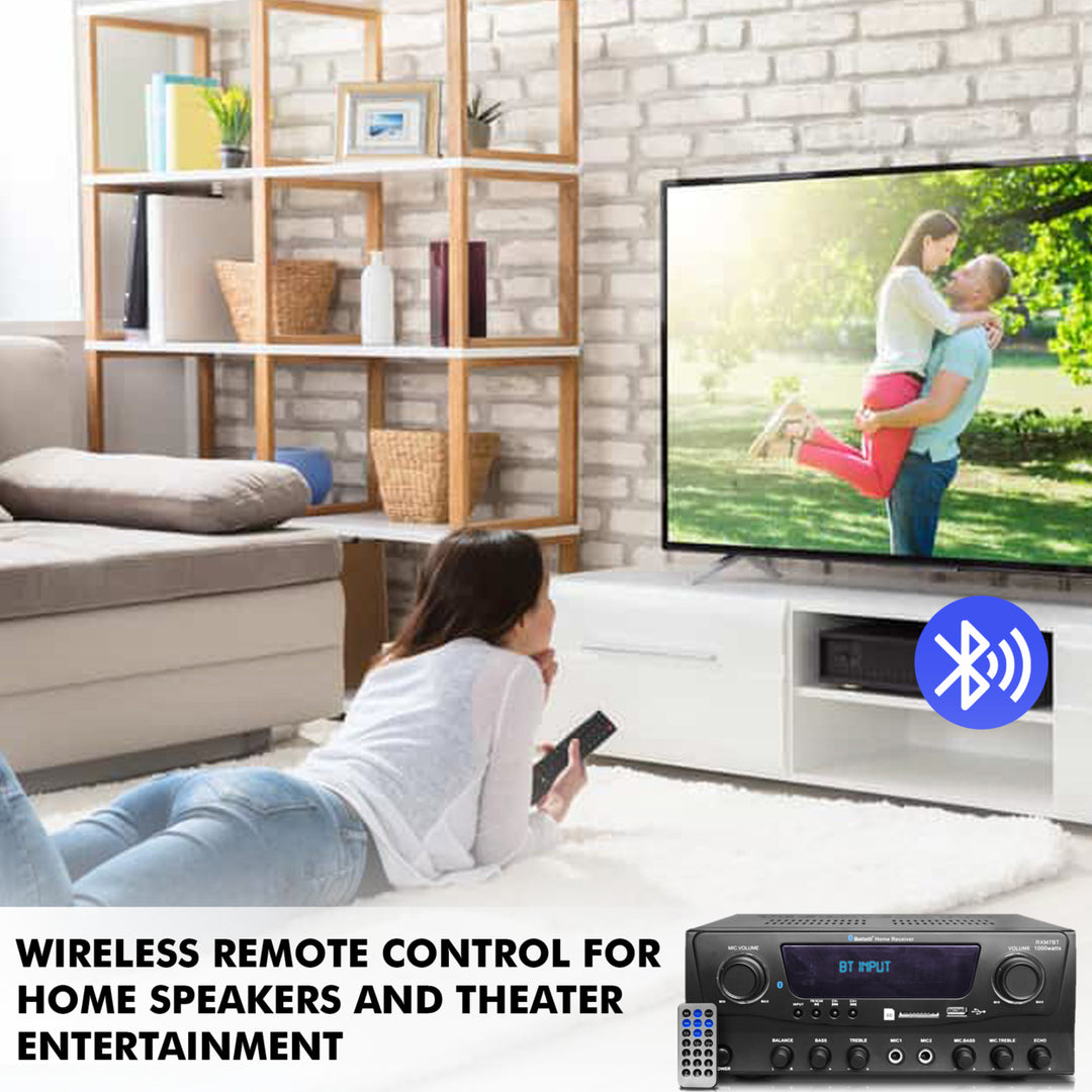 Technical Pro 1000W Bluetooth Home Amplifier and Receiver + (Qty 6) 5.25" In-Ceiling Stereo Speakers + Handheld Image 6