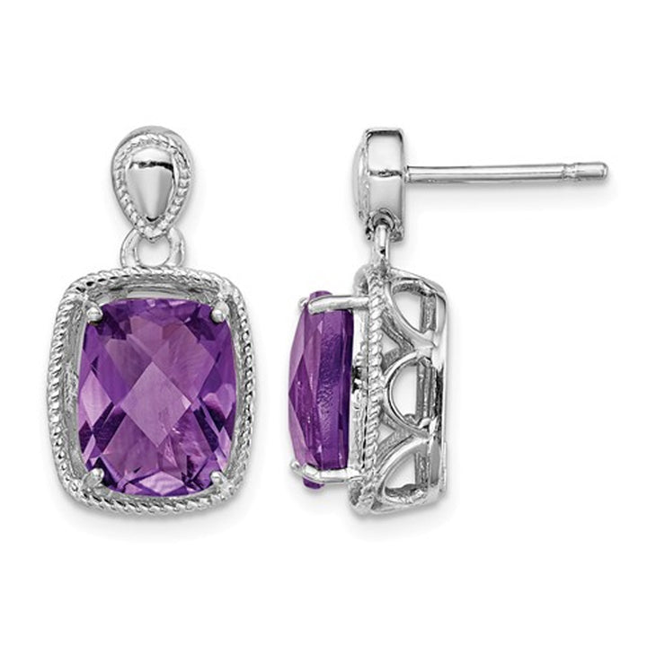 5.00 Carat (ctw) Natural Amethyst Dangle Earrings in Sterling Silver Image 1