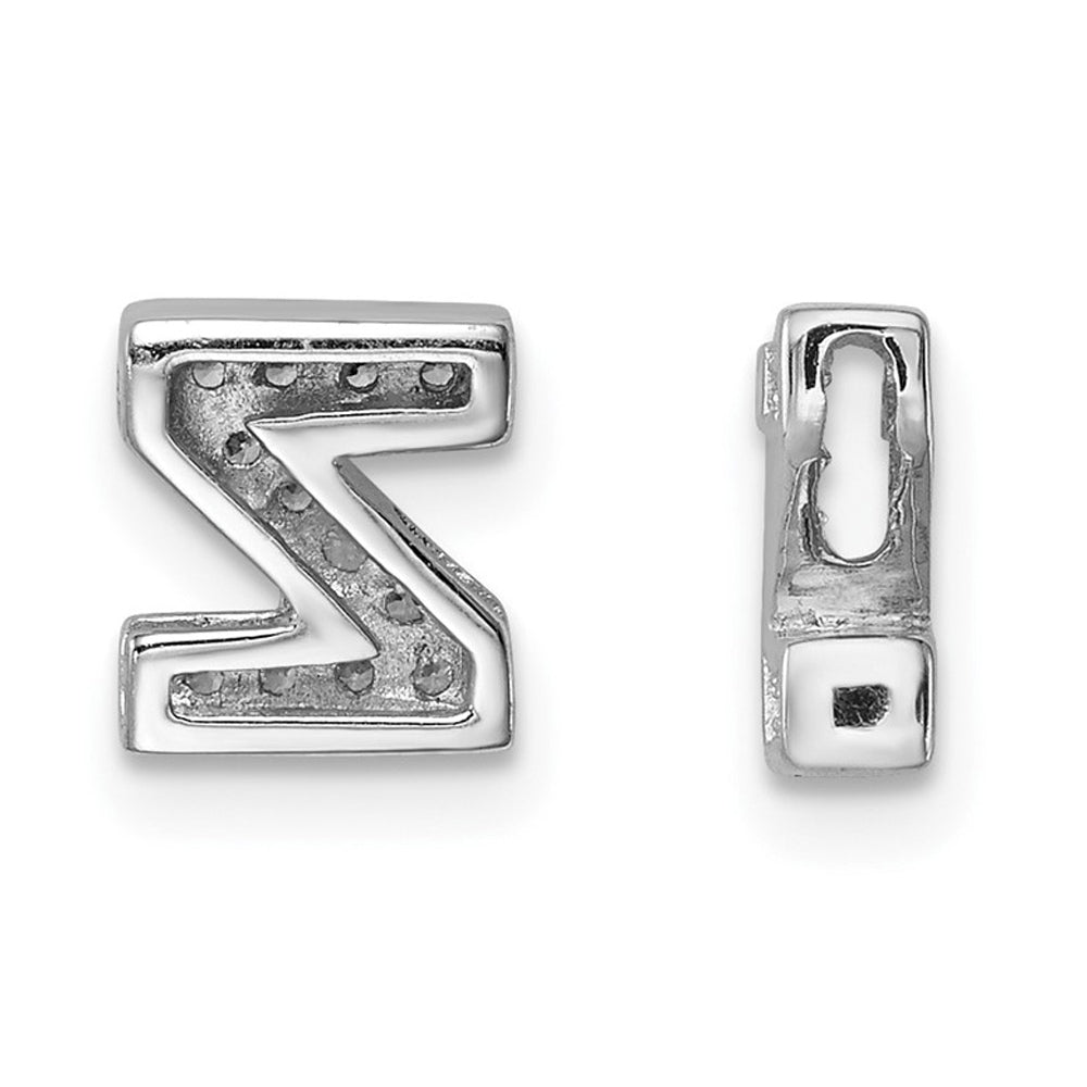 Sterling Silver Letter Z Initial Charm Pendant Necklace with Cubic Zirconia (CZ) (CZ) and chain Image 3