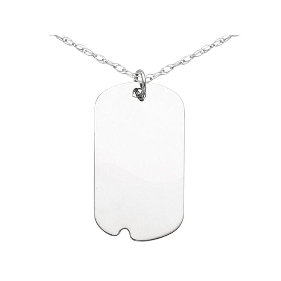 Dog Tag Pendant Necklace in Sterling Silver with Chain Image 1