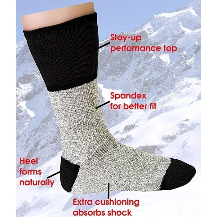 Mens Big and Tall Thermal Insulated Crew Socks 12 Pair Warm Thick Lined Size 10-15 Image 2