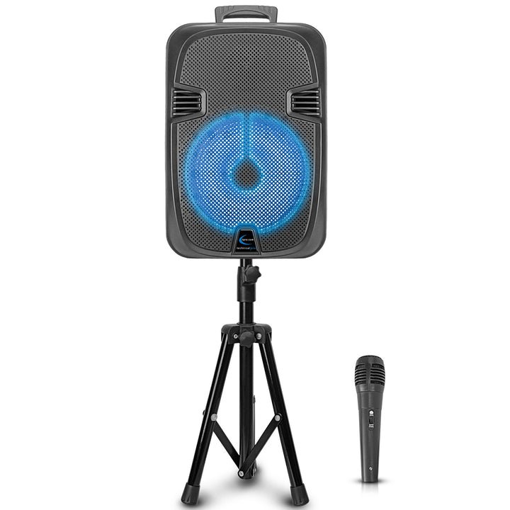 Technical Pro 2000 Watts Rechargeable 12 Inch Bluetooth LED Speaker with FM Radio, LED Woofer, SD/ USB Inputs, Tripod Image 1