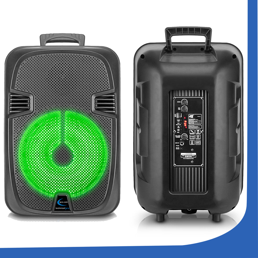 Technical Pro 2000 Watts Rechargeable 12 Inch Bluetooth LED Speaker with FM Radio, LED Woofer, SD/ USB Inputs, Tripod Image 3
