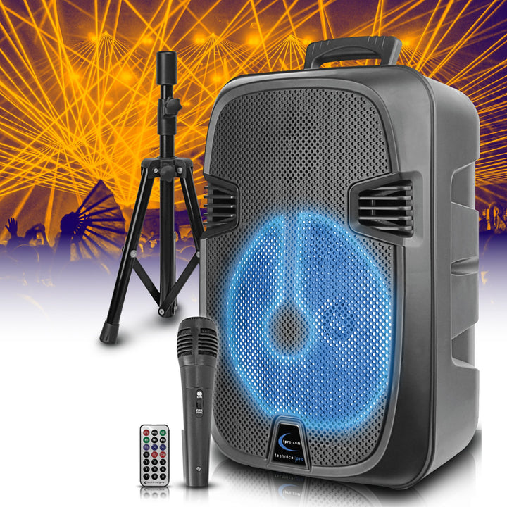 Technical Pro 12 Inch Bluetooth LED Speaker 2000 Watts Rechargeable Tripod Included Image 6