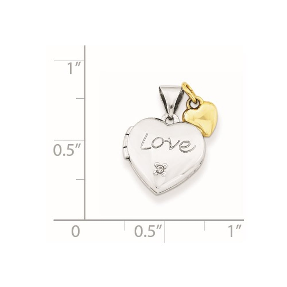 Heart Charm and Heart Locket Pendant Necklace in Sterling Silver with Gold Plating Image 4