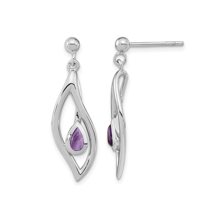 3/5 Carat (ctw) Amethyst Drop Earrings in Sterling Silver Image 1