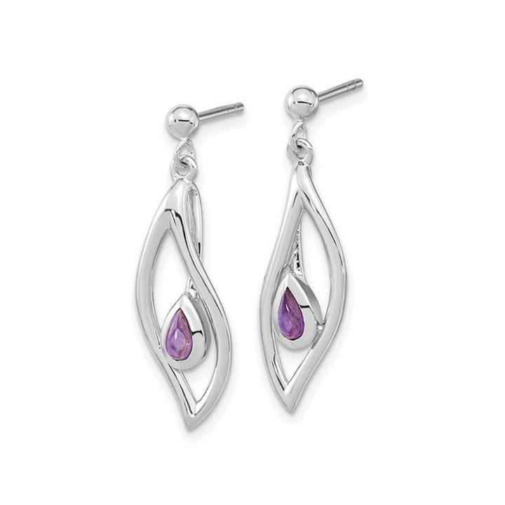 3/5 Carat (ctw) Amethyst Drop Earrings in Sterling Silver Image 3