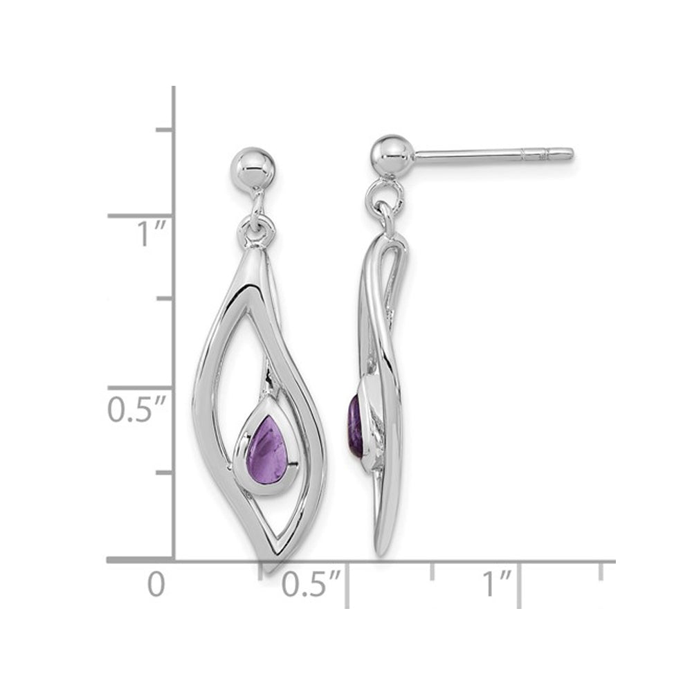 3/5 Carat (ctw) Amethyst Drop Earrings in Sterling Silver Image 4