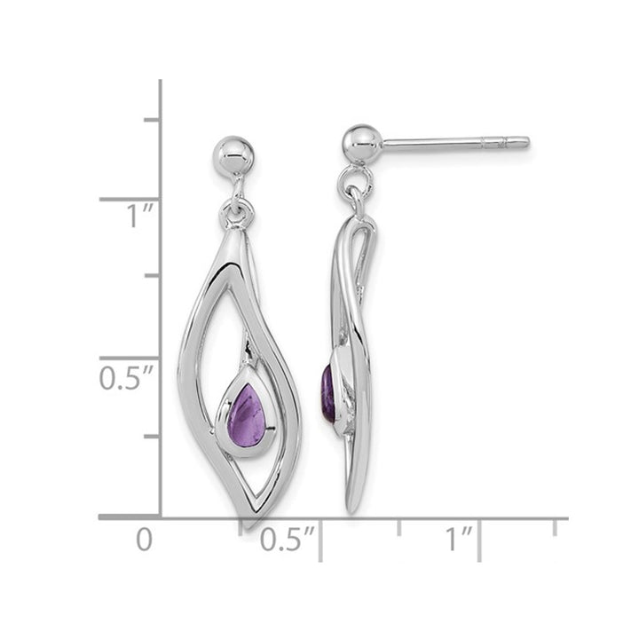 3/5 Carat (ctw) Amethyst Drop Earrings in Sterling Silver Image 4