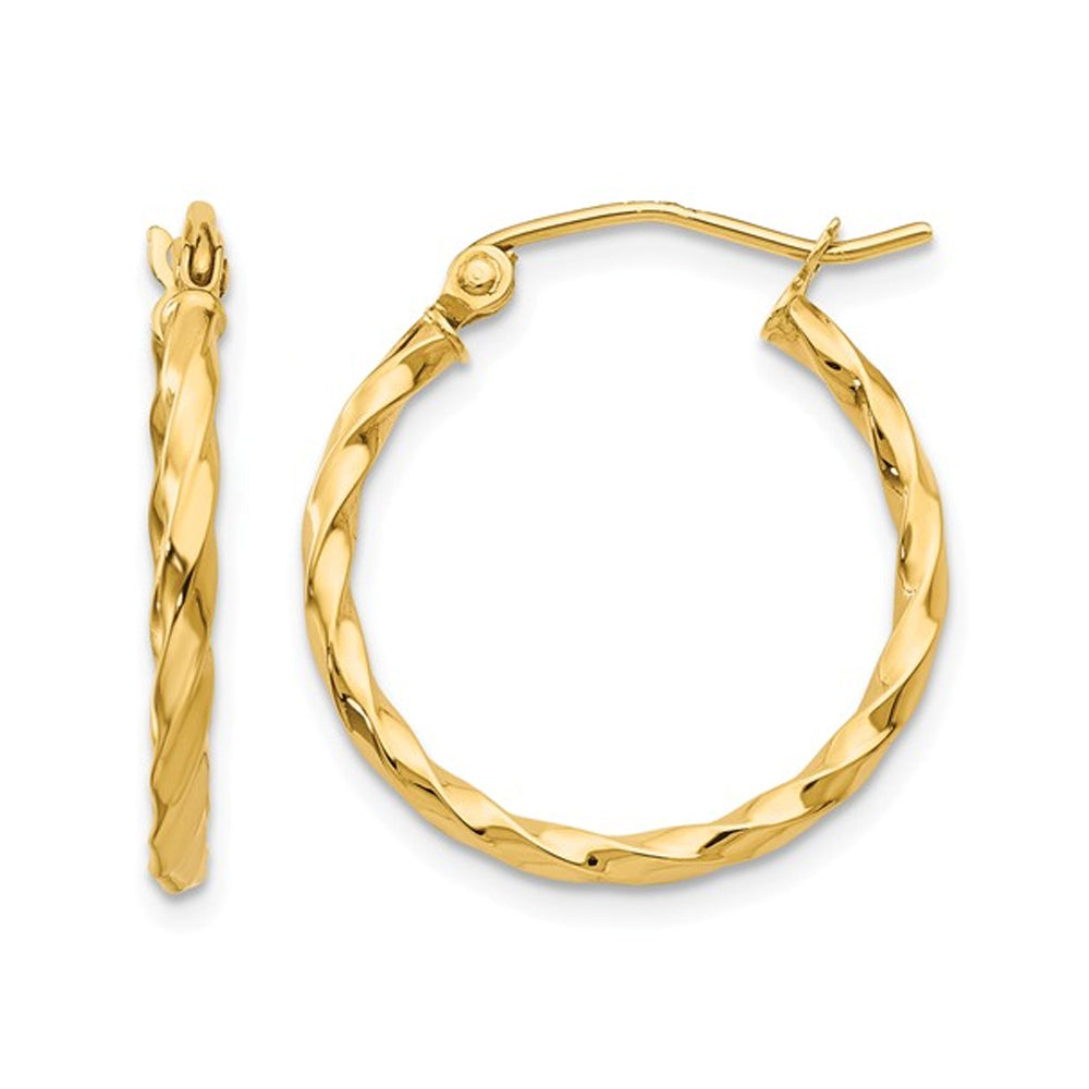 Medium Twist Hoop Earrings in 14K Yellow Gold 3/4 Inch (2.00 mm) Image 1