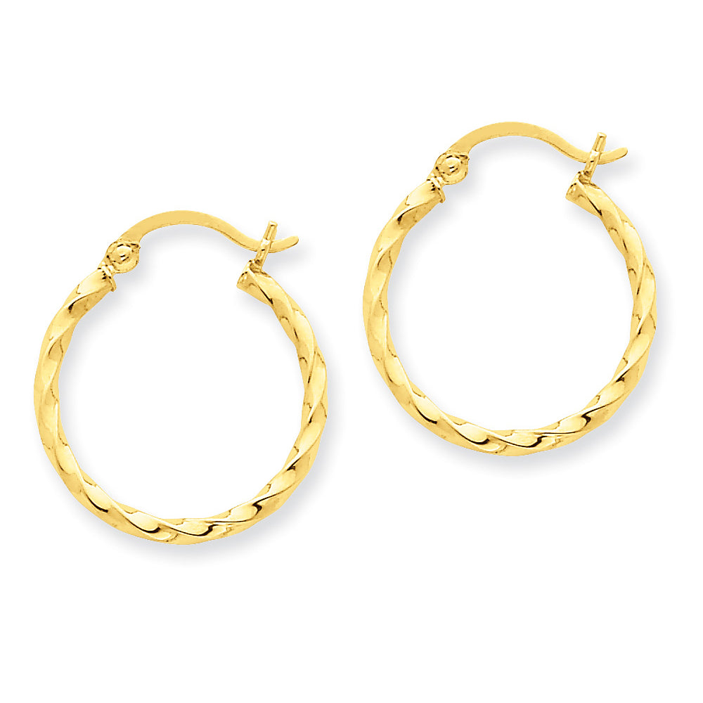 Medium Twist Hoop Earrings in 14K Yellow Gold 3/4 Inch (2.00 mm) Image 2