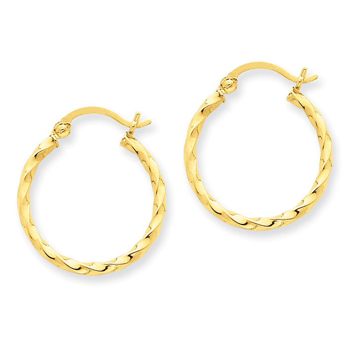 Medium Twist Hoop Earrings in 14K Yellow Gold 3/4 Inch (2.00 mm) Image 2