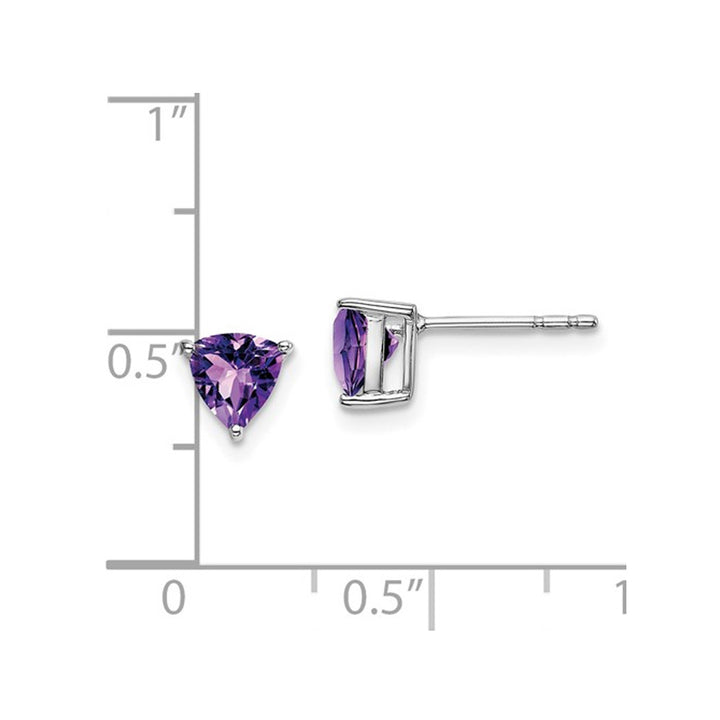 1.02 carat (ctw) Trillion-Cut Amethyst Solitaire Earrings in 14K White Gold Image 4