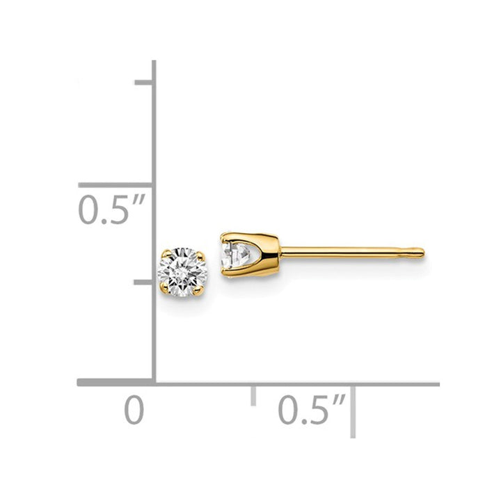 1/4 Carat (ctw I2K-L) Diamond Solitaire Stud Earrings in 14K Yellow Gold Image 2