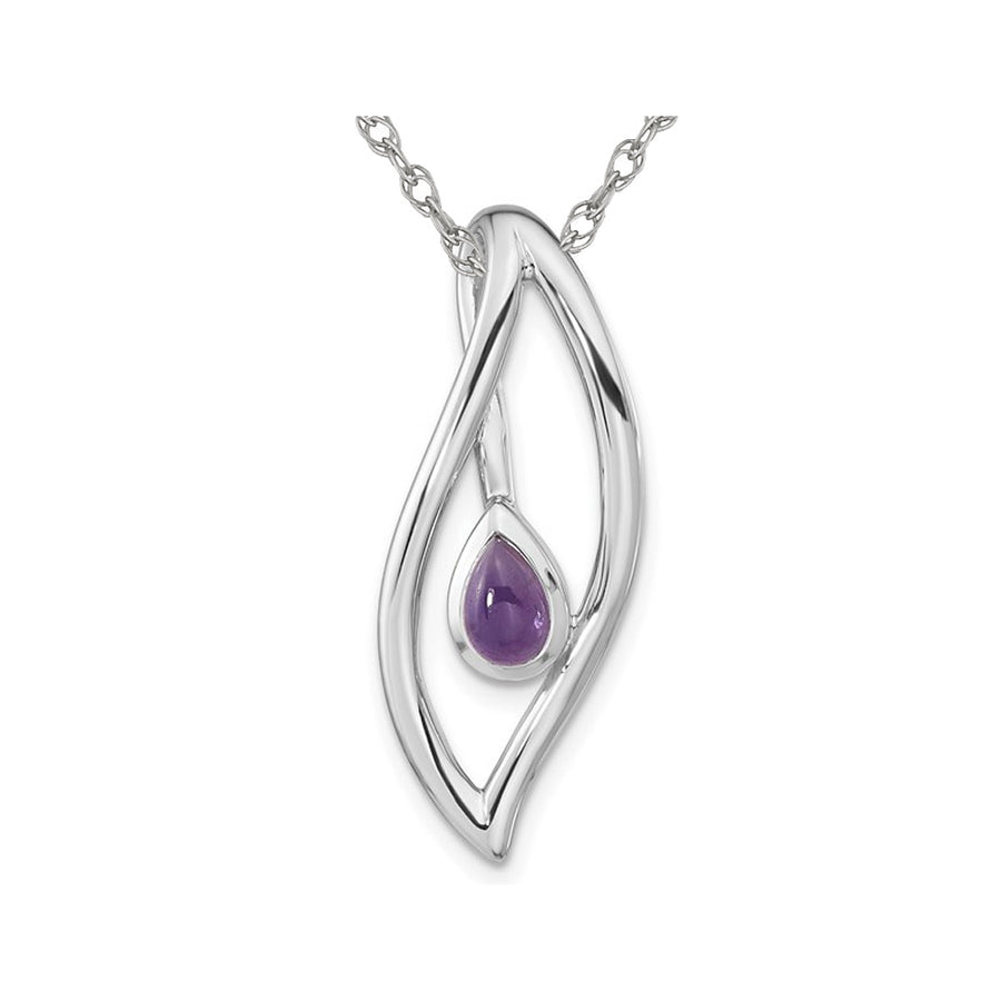 1/2 Carat (ctw) Purple Amethyst Drop Pendant Necklace in Sterling Silver with Chain Image 1